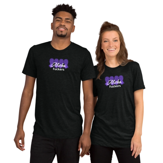 Aloha Fuckers Upside Down Pineapples Purple/White DTG On Short Sleeve T-shirt
