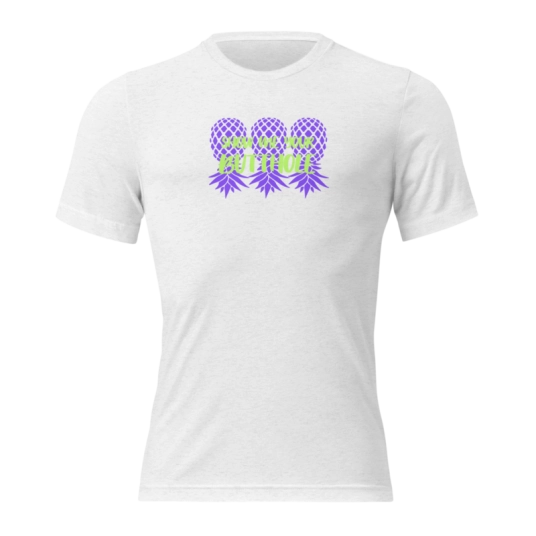 Show Me Your Butthole Upside Down Pineapples Purple/Green DTG On Short Sleeve T-shirt