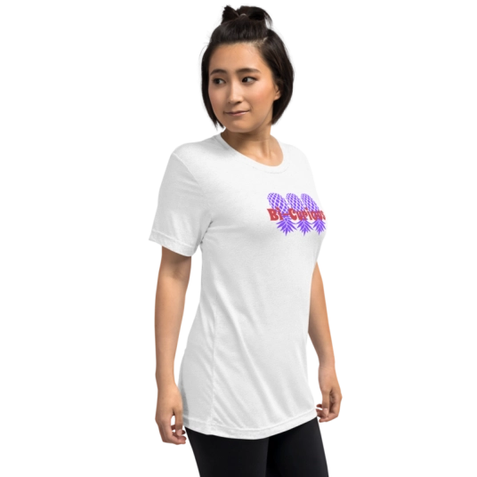 Bi-Curious 3 Upside Down Pineapples DTG On Short Sleeve T-shirt