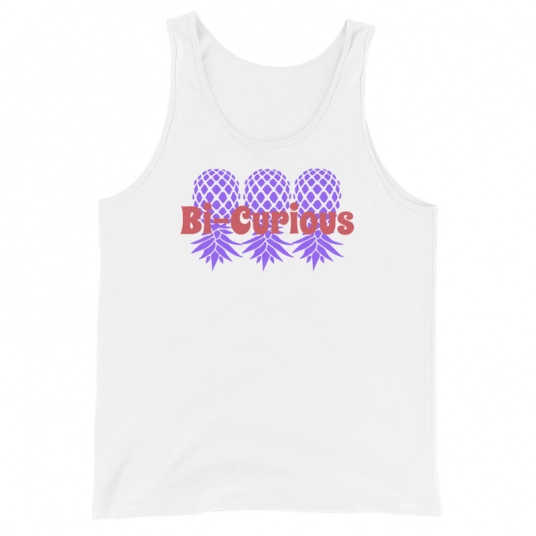 Bi-Curious Pink/Purple Upside Down Pineapple On Unisex Tank Top