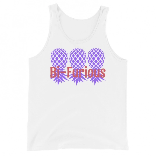 Bi-Furious 3 Purple/Pink Upside Down Pineapples On Unisex Tank Top