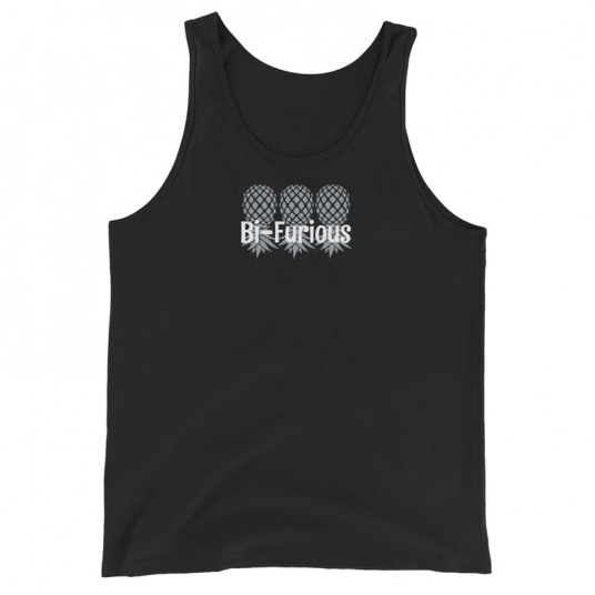 Bi-Furious 3 Gray/White Upside Down Pineapples On Unisex Tank Top