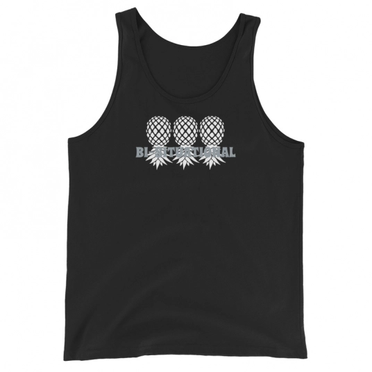 Bi-Situational 3 Gray/White Upside Down Pineapples On Unisex Tank Top