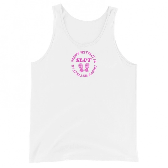 Daddy's Prettiest LIL Slut Upside Down Pineapple Pink DTG On Unisex Tank Top