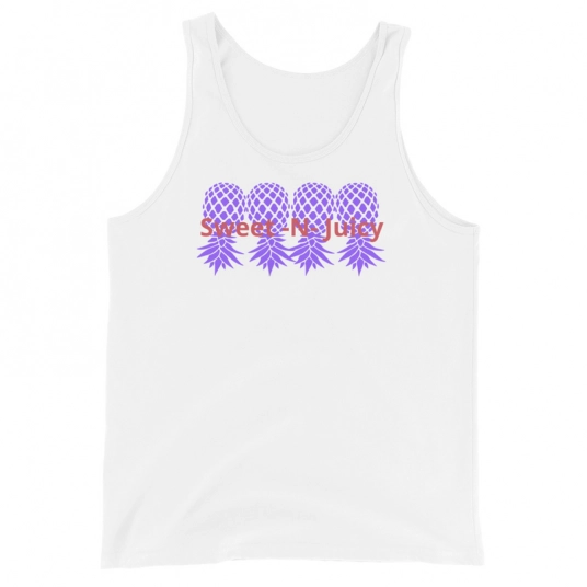 Sweet N Juicy 4 Purple/Pink Upside Down Pineapples DTG On Unisex Tank Top