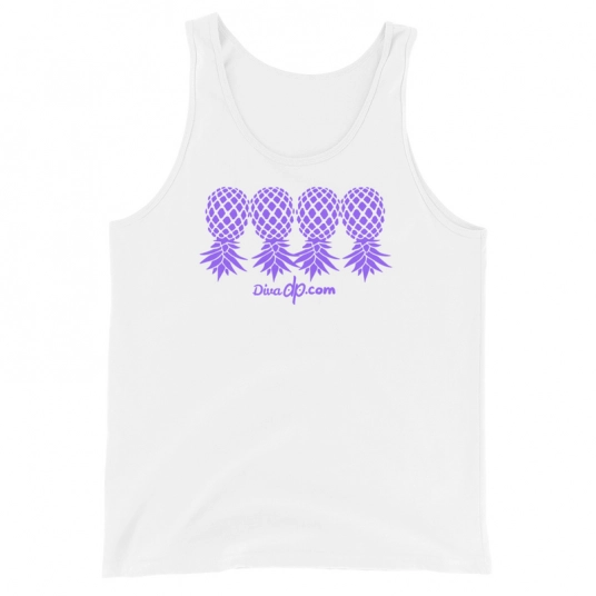 4 Upside Down Pineapples Purple On Unisex Tank Top