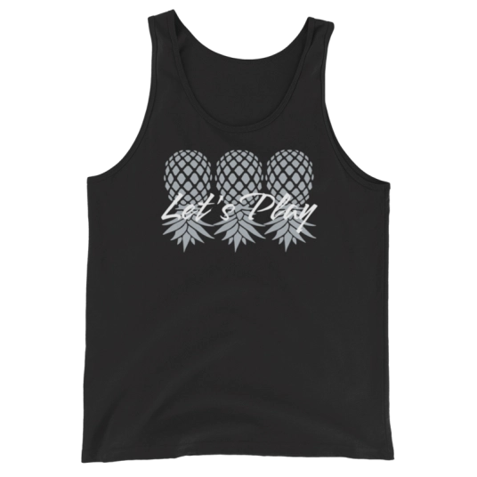 Let's Play Gray/White Upside Down Pineapples On Unisex Tank Top