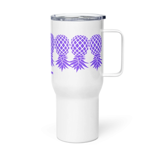 Upside Down Pineapple Purple On 40 oz Travel Mug with a Handle