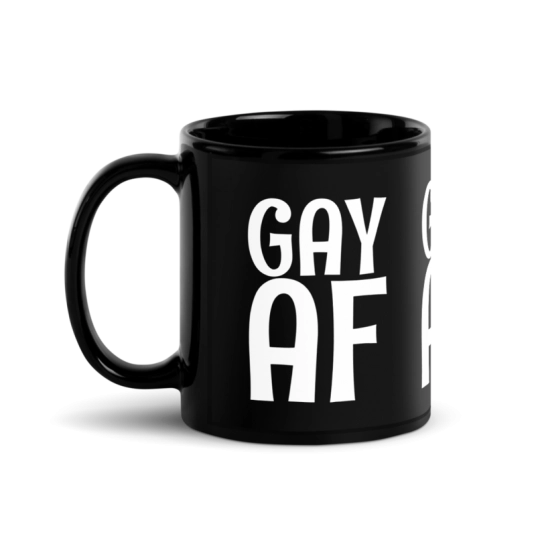 GAY AF Black/White On Black Glossy Mug