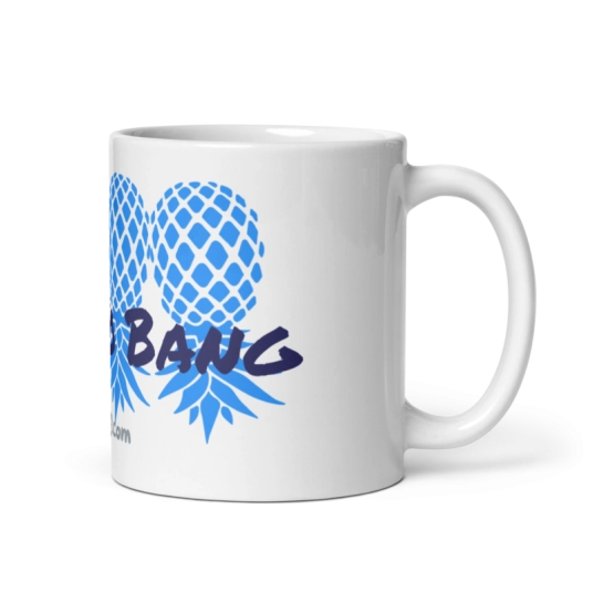 Here To Bang 4 Blue/Dark Blue Upside Down Pineapples On White Coffee Mug