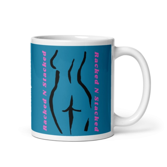 Racked N Stacked Teal/Pink/Black On White Coffee Mug