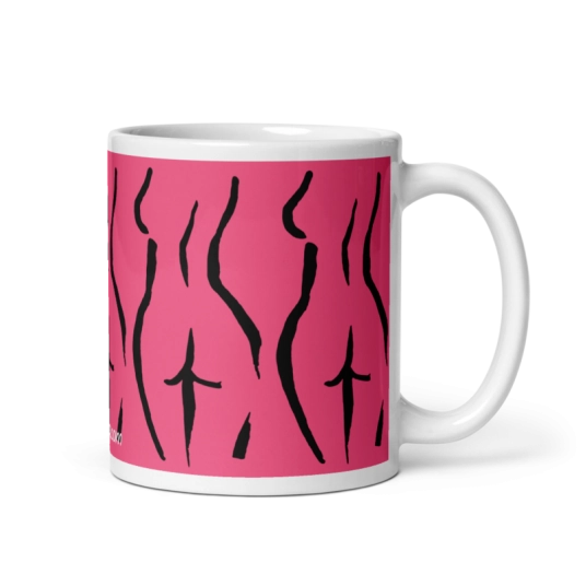 Female Figure Black/Pink On White Coffee Mug