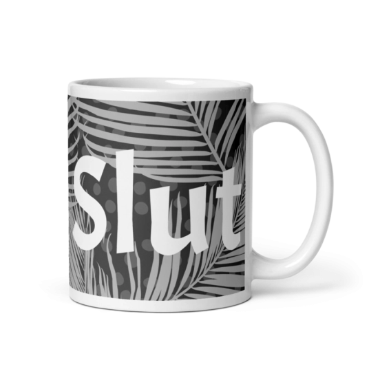 Cum Slut Black/White On White Coffee Mug