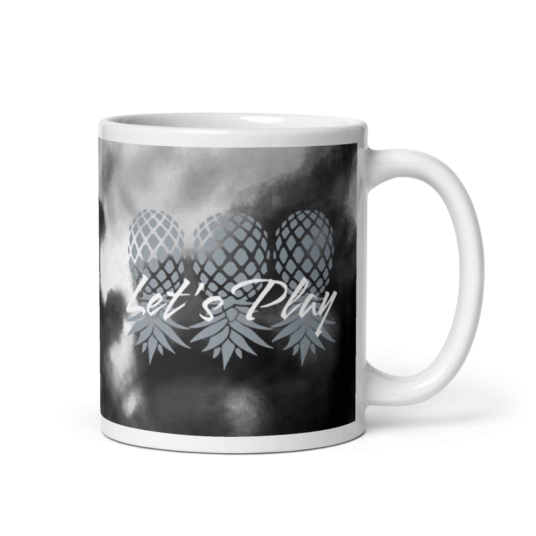 Let's Play Gray/White Upside Down Pineapples On White Coffee Mug