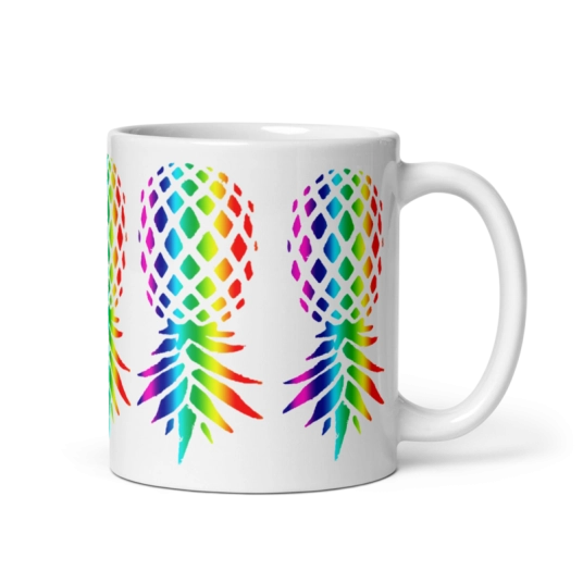 Upside Down Pineapple Rainbow On White Coffee Mug