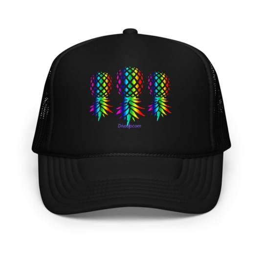 Upside Down Pineapple Rainbow Foam Trucker Hat