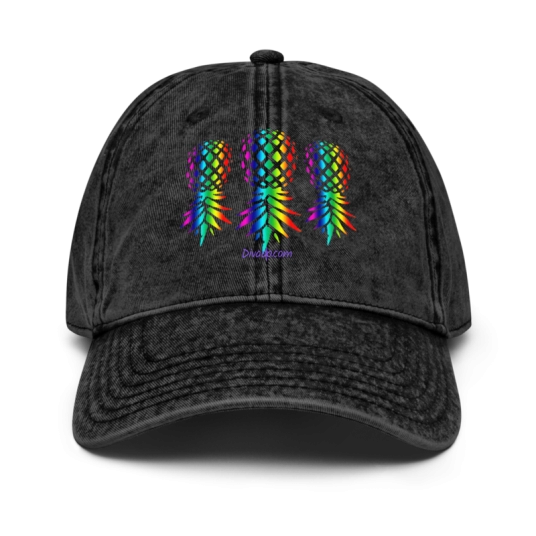 Upside Down Pineapple Rainbow On Buckle Back Vintage Twill Hat