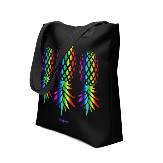 Upside Down Pineapple Rainbow On 15x15 Tote Bag