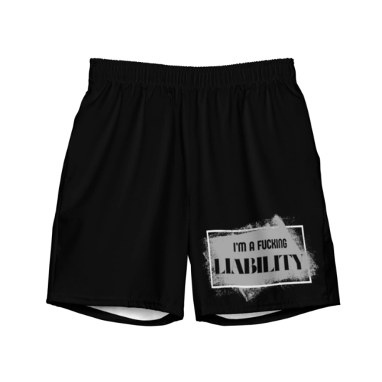 I'm A Fucking Liability Black Swim Trunks