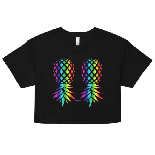 Upside Down Pineapple Rainbow On Crop Top