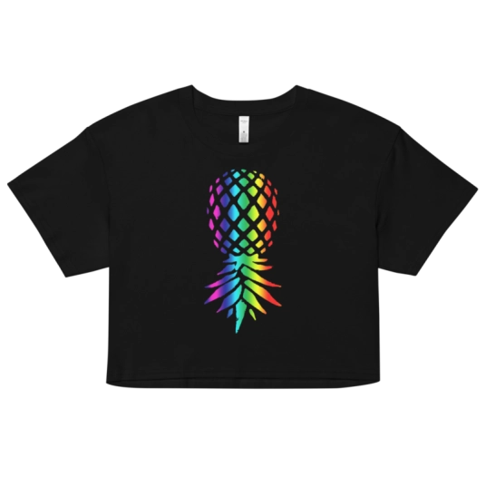 Upside Down Pineapple Rainbow On Crop Top