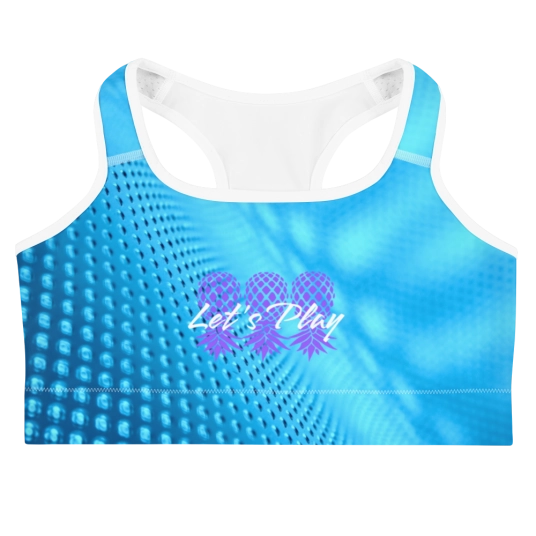 Let's Play Purple/White Upside Down Pineapples On Sports Bra