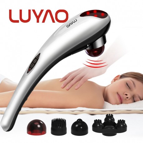 LUYAO 4 In 1 Electric Neck Massager Hammer Massage Back Relax Multifunctional Cervical Vertebra Roller Massage Stick