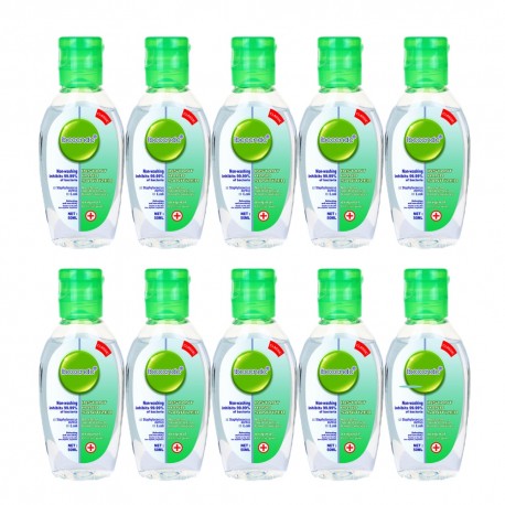 10 PIECES 50ml Defense 24 Hour Non-Washing Disposable Hand Sanitizer 
