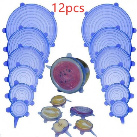 6/12Pcs Stretchable Silicone Lids Reusable Universal Food lids Cover 