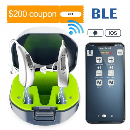 Soroya Rechargeable Digital Hearing Aids Bluetooth Mini OE Ear Sound Amplifier Enhancer Wireless Hearing Aids Ear Care