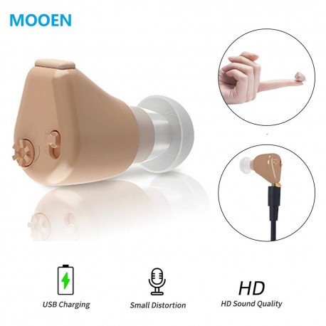 Hearing Aid Rechargeable or Battery Mini Invisible Sound Amplifier Volume Adjustable Wireless Hearing Aids Device Ear Care Tool