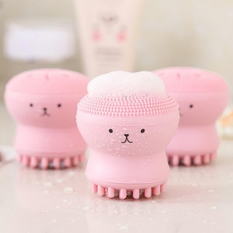 Silicone Face Cleansing Brush Soft Silicone Facial Pore Cleaning Skin Care Pink Cute Mini Face Cleaner TSLM1