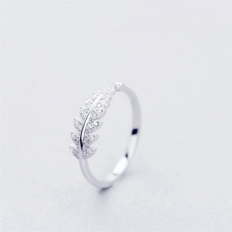 Sterling Silver Fresh Sweet Branch Leaf Fashion Female Trendy Resizable Opening Rings