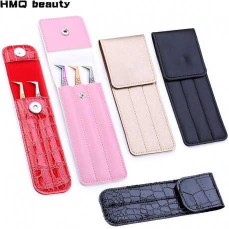Eyelash Extension Special Tweezers Leather Case Professional storage bag for tweezers Eyelashes Kit Portable safe makeup tools