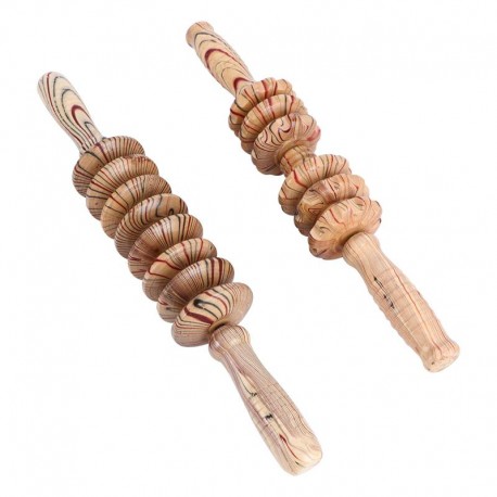 2Pcs Wooden Massage Roller Handheld Massage Stick Muscle Roller Massager Abdominal Multifunctional Massager Fitness Tool