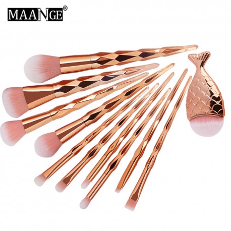 MAANGE 7Pcs 11Pcs Rose Gold Makeup Brushes Eyeshadow Powder Concealer Shadow Blending Brush Kit Comestic Make Up Brush Tools Kit