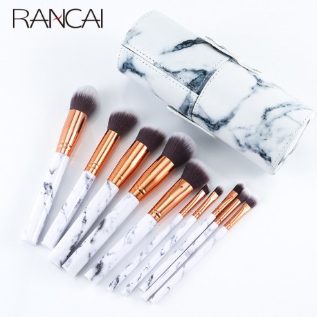 Professional 10pcs Marble Makeup Brushes Set Soft Foundation Powder Eyeshadow Brush Beauty Marble Make Up Tools with Cylinder|Ey