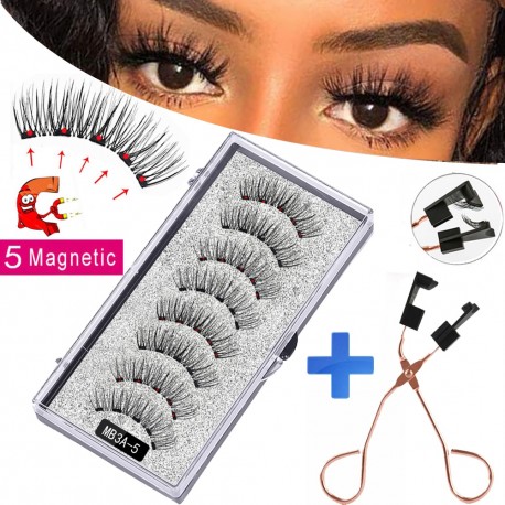 New MBA 5 Magnetic Eyelashes Curler Set Long 3D Mink Magnetic lashes Wear faux cils magnetique Natural Thick False Eyelashes|Mag