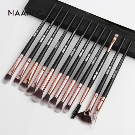 MAANGE Pro 12 PCS Makeup Brushes Set Eye Shadow Blending Eyeliner Eyelash Eyebrow Brushes Synthetic Hair Makeup Brush Kit|Eye Sh