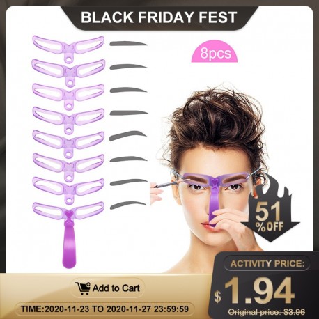 8 In 1 Reusable Eyebrow Shaper Makeup Template Eyebrow Grooming Shaping Stencil Kit Eyebrow Template Reusable Eyebrow Shaping|Ey