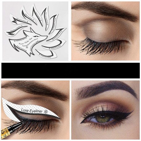 10pcs Eye Makeup Stencils Winged Eyeliner Stencil Template Shaping Tools Eyebrows Eye Shadow Makeup Template Tool stickers Card|