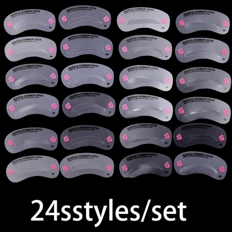 24 Pcs Reusable Eyebrow Stencil Set Eye Brow DIY Drawing Guide Shaping Grooming Template Card Easy Makeup Beauty Kit 669|Eyebrow
