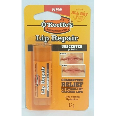 O'Keeffe's Unscented Original Lip Repair Balm 4.2g Relief Cracked Split Dry Lips