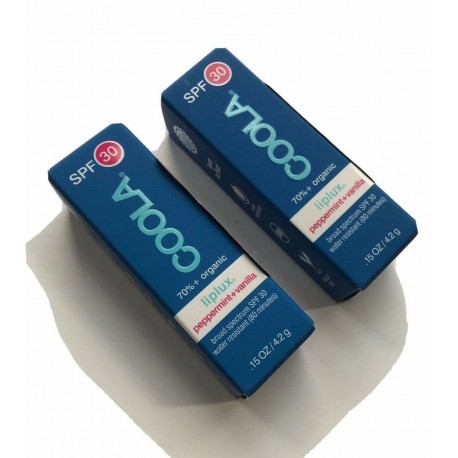 2x New Coola SPF 30 Liplux Peppermint Vanilla 0.15 oz Organic Lip Balm Sunscreen