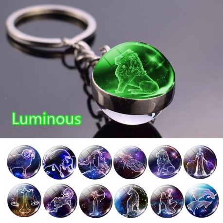 Luminous Keychain Glass Ball Pendant Chain Holder Men Women Birthday Gift