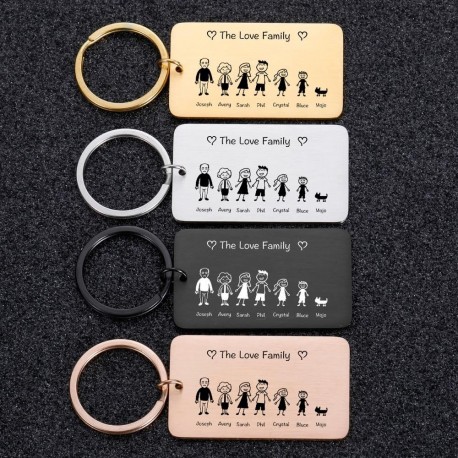 Love Cute Keychain Engraved Family Gifts Member Gift Key Chain
