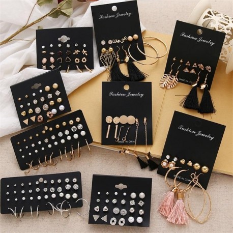 Women's Earrings Set Pearl Earring Geometric Crystal Heart Stud Earrings