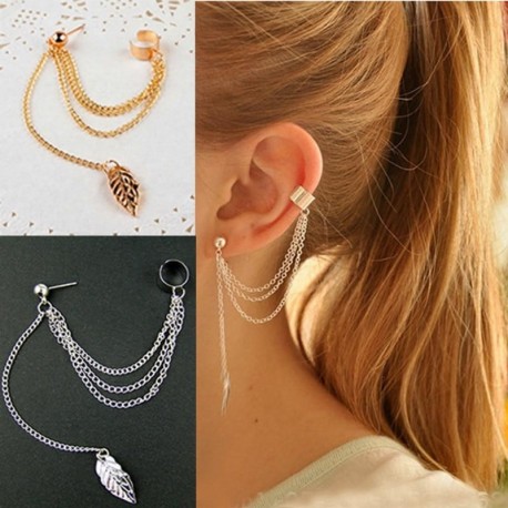 Earrings Jewelry Fashion Personality Metal Ear Clip Leaf Tasse