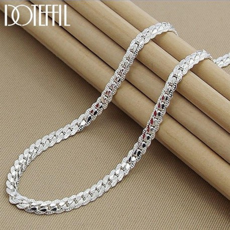Sterling Silver 6mm Full Sideways Necklace Fashion Wedding Engagement Jewelry