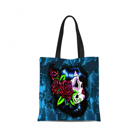 Girl Sugar Skull Canvas Tote